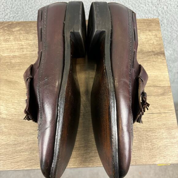 Allen Edmonds Mens 11 Arlington Burgundy Wing-tipped Kiltie Tasseled Shoe Loafer - Picture 9 of 13
